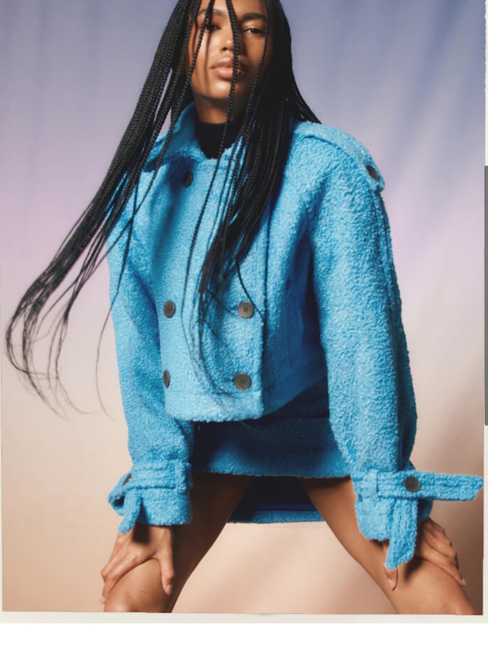 Topshop Bright Blue Sherpa Peacoat crop